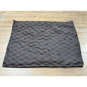 Vintage Gucci Monogram GG Print Satin Brown Drawstring Dust Bag - Large 17”x 21”